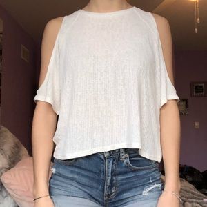 White long cold shoulder top
